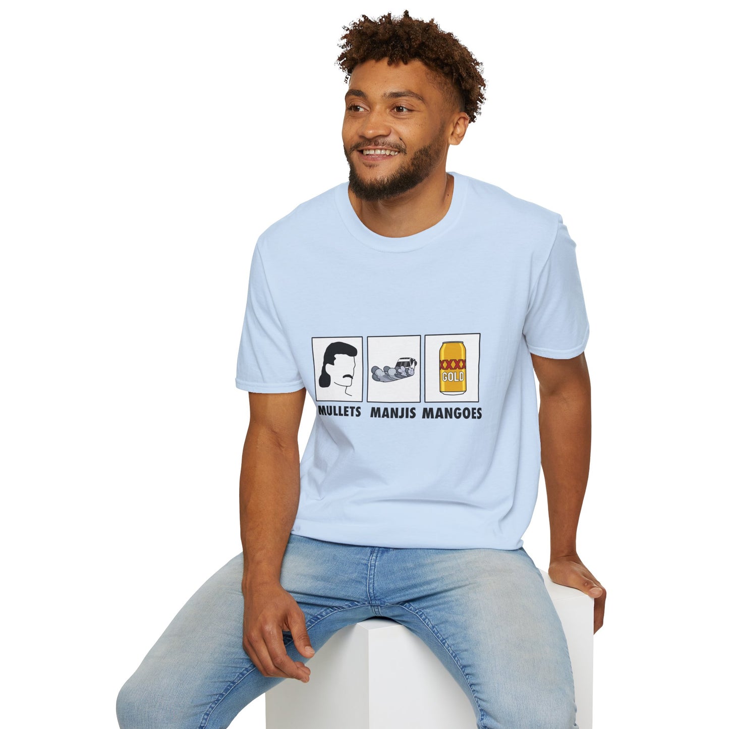 Mullets Manjis Mangoes tee