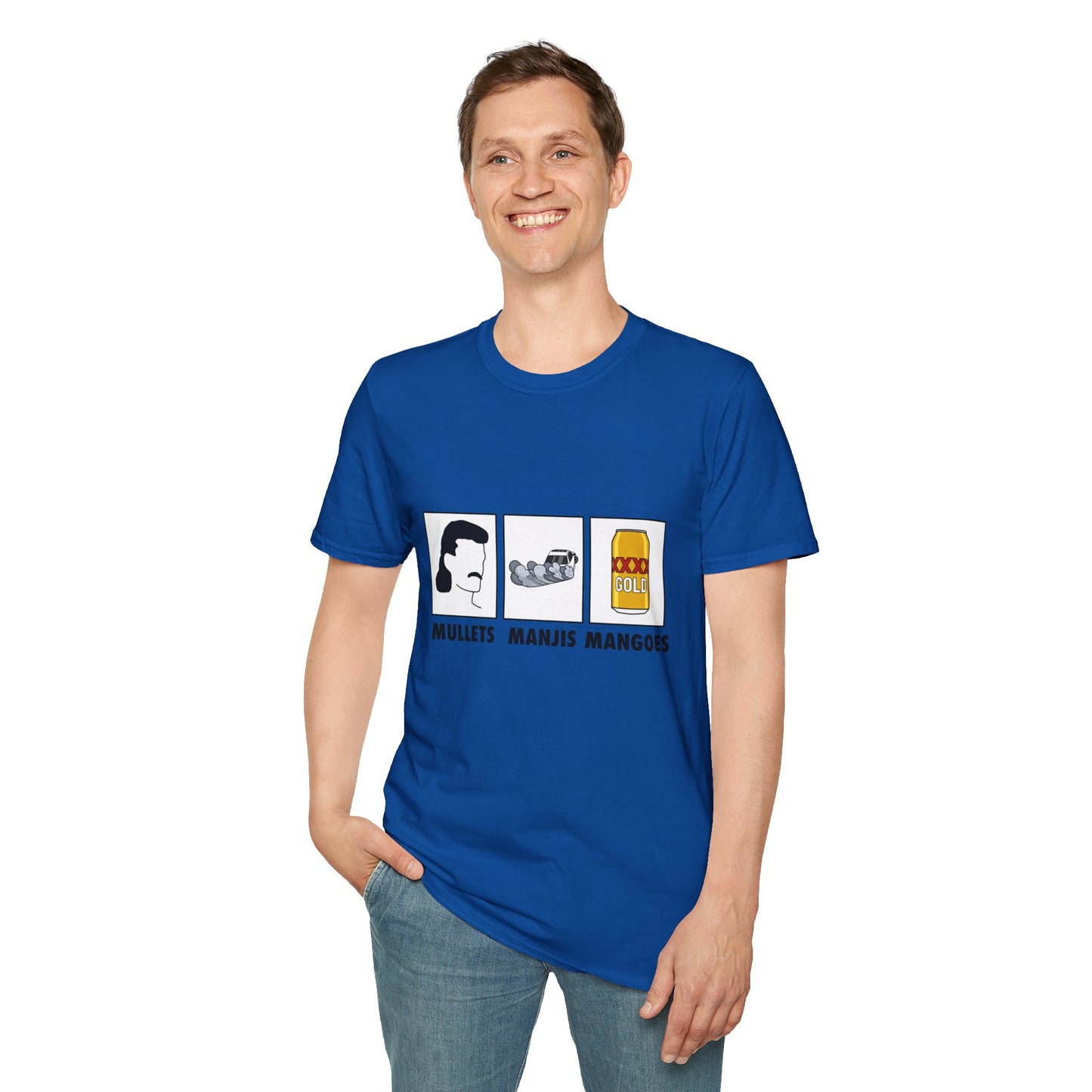 Mullets Manjis Mangoes tee