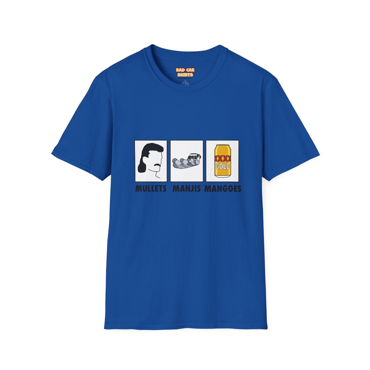 Mullets Manjis Mangoes tee