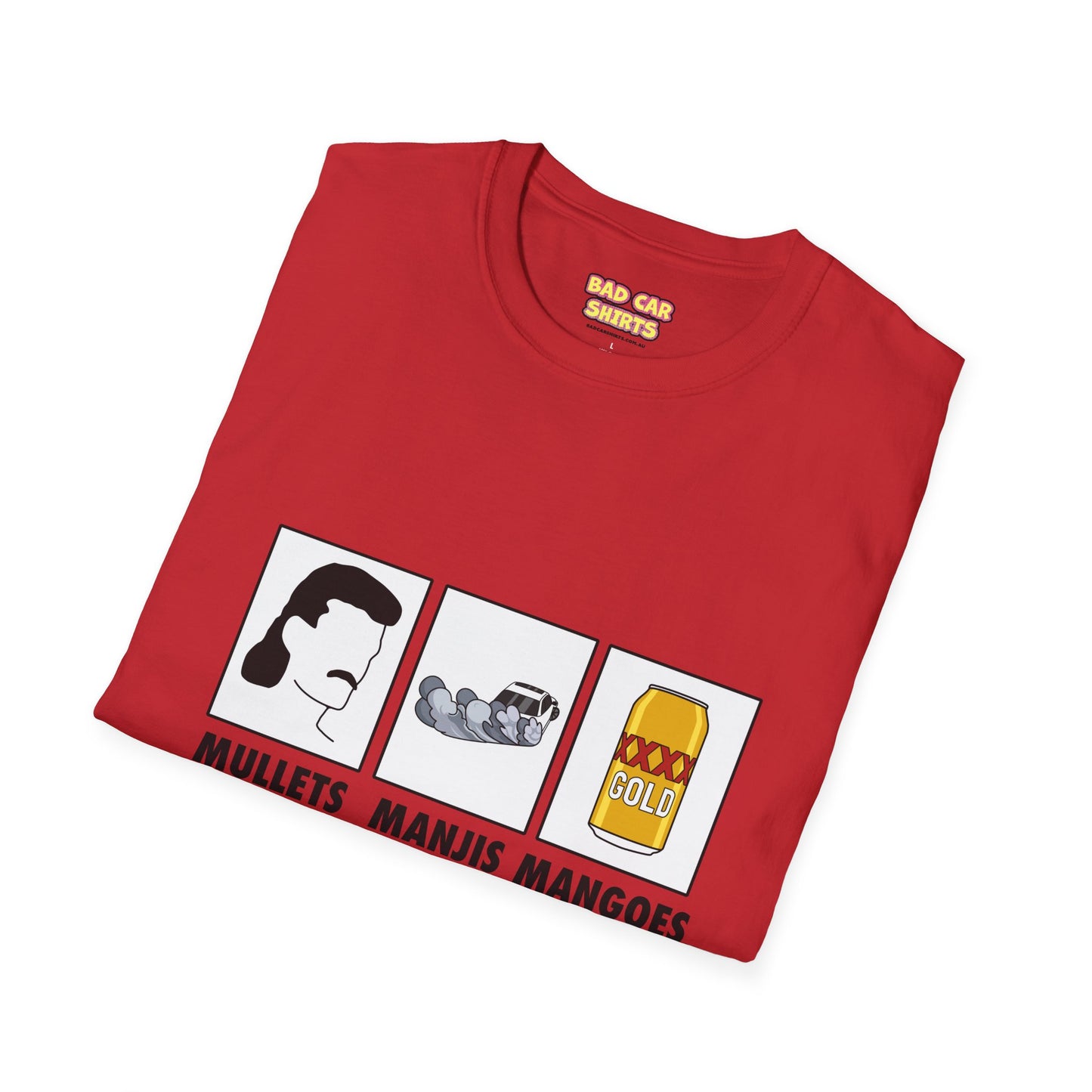 Mullets Manjis Mangoes tee
