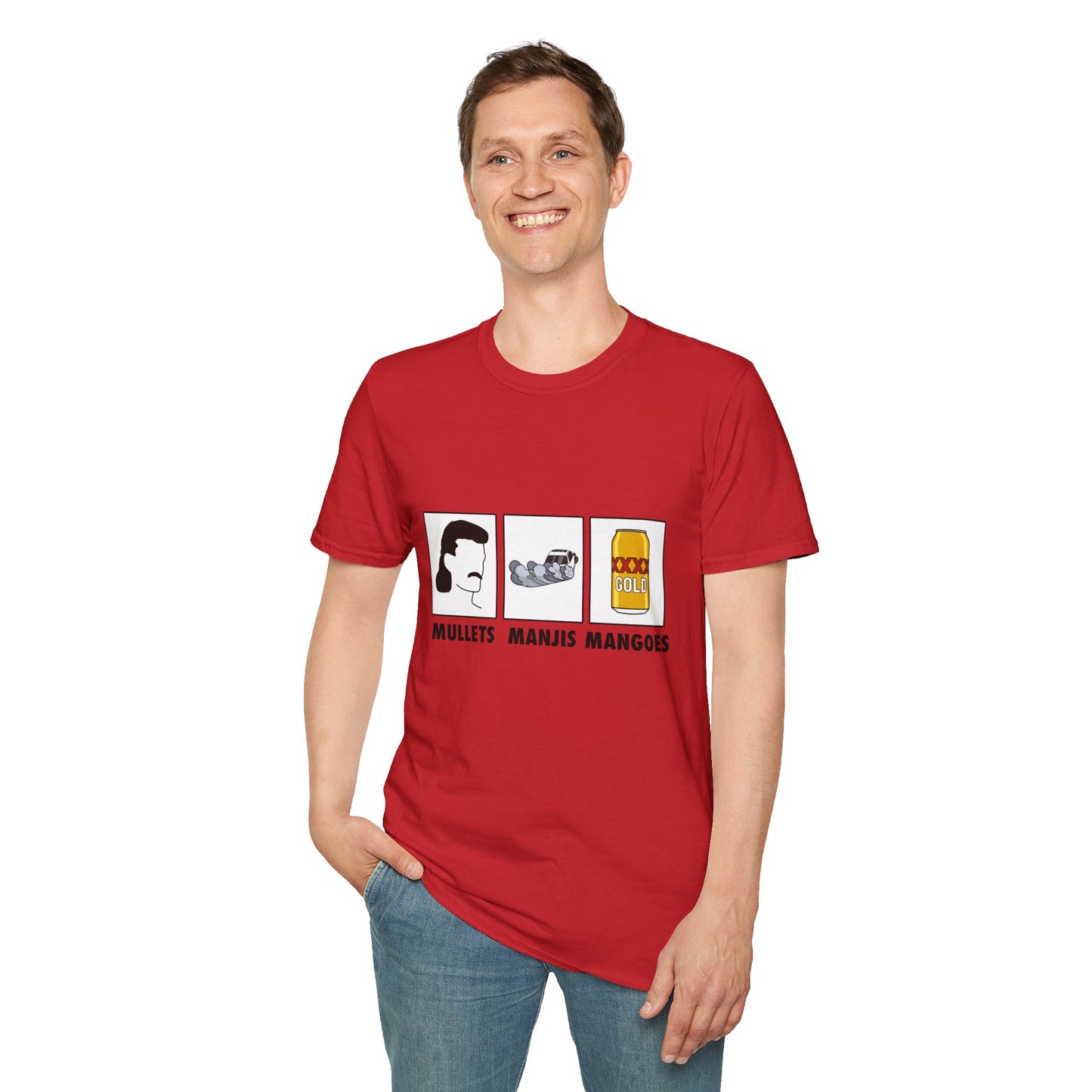 Mullets Manjis Mangoes tee