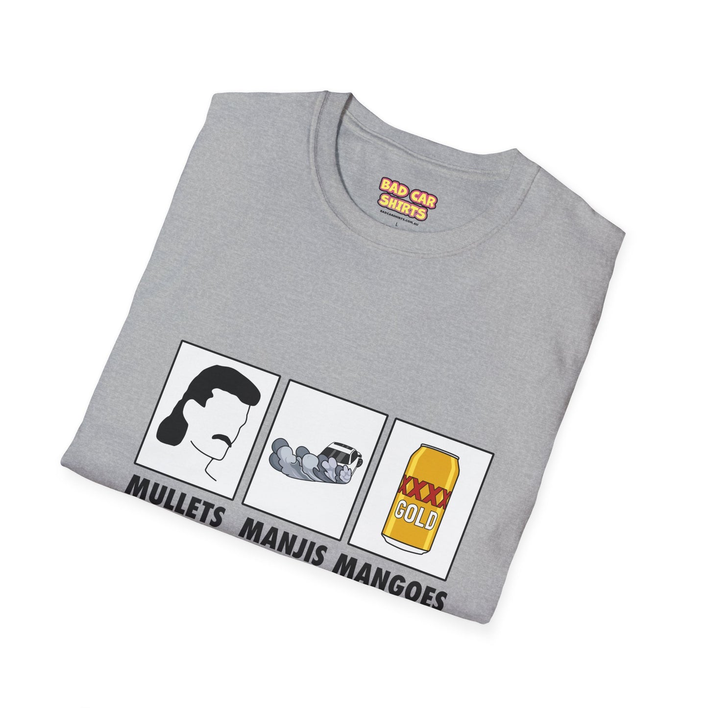 Mullets Manjis Mangoes tee