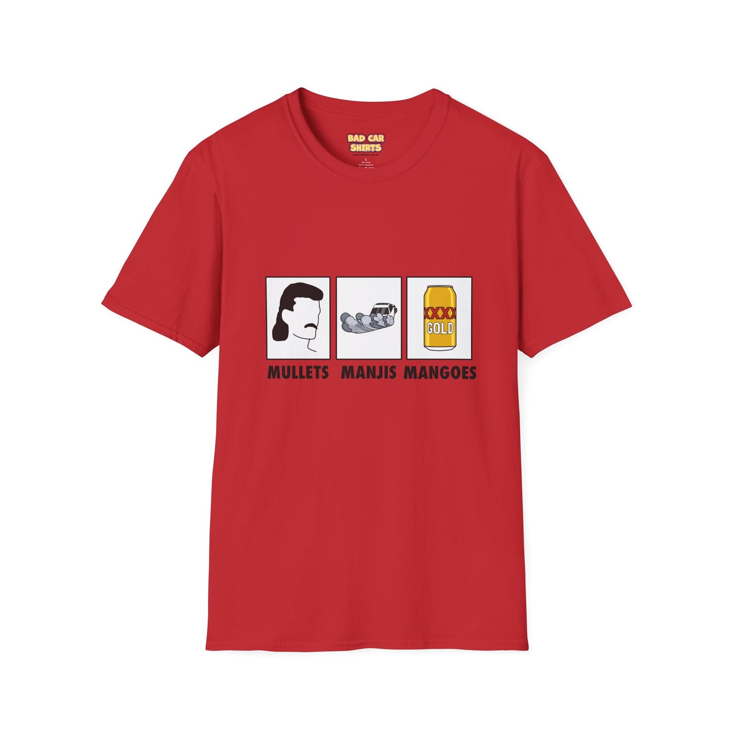 Mullets Manjis Mangoes tee
