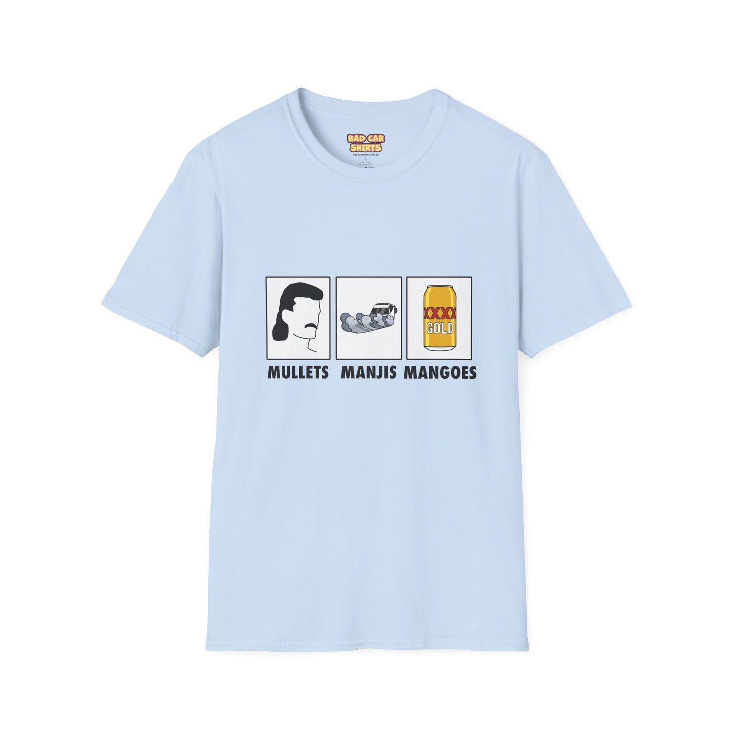 Mullets Manjis Mangoes tee