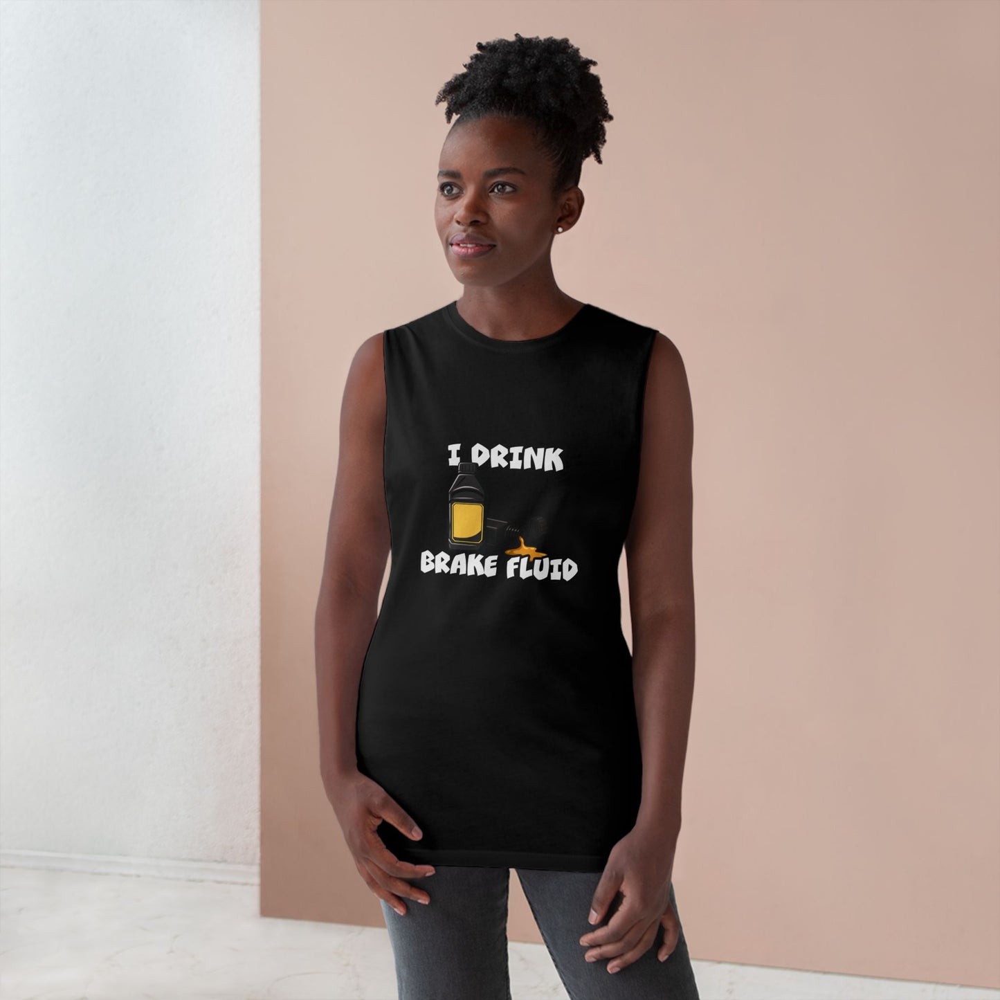 I Drink Brake Fluid Tank Top — Funny Car Mechanic Muscle Tee