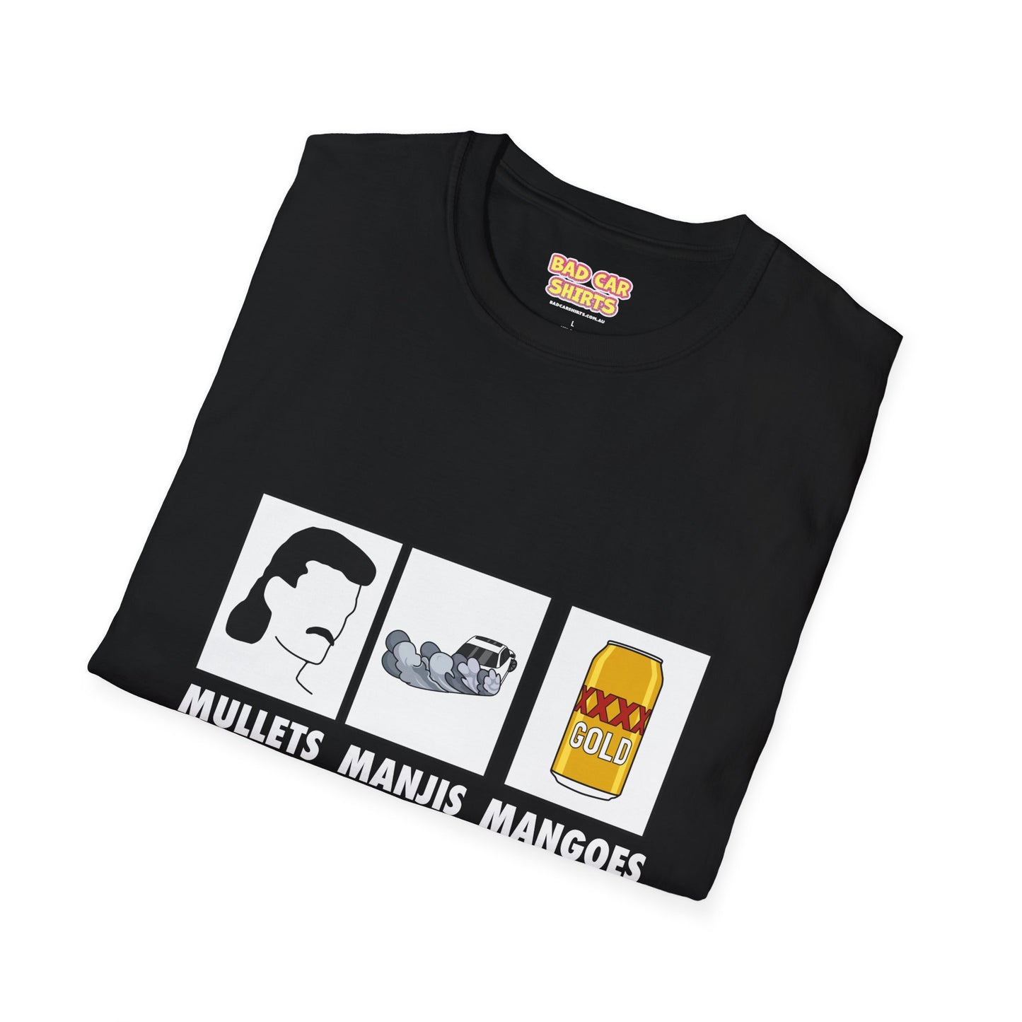 Mullets Manjis Mangoes tee