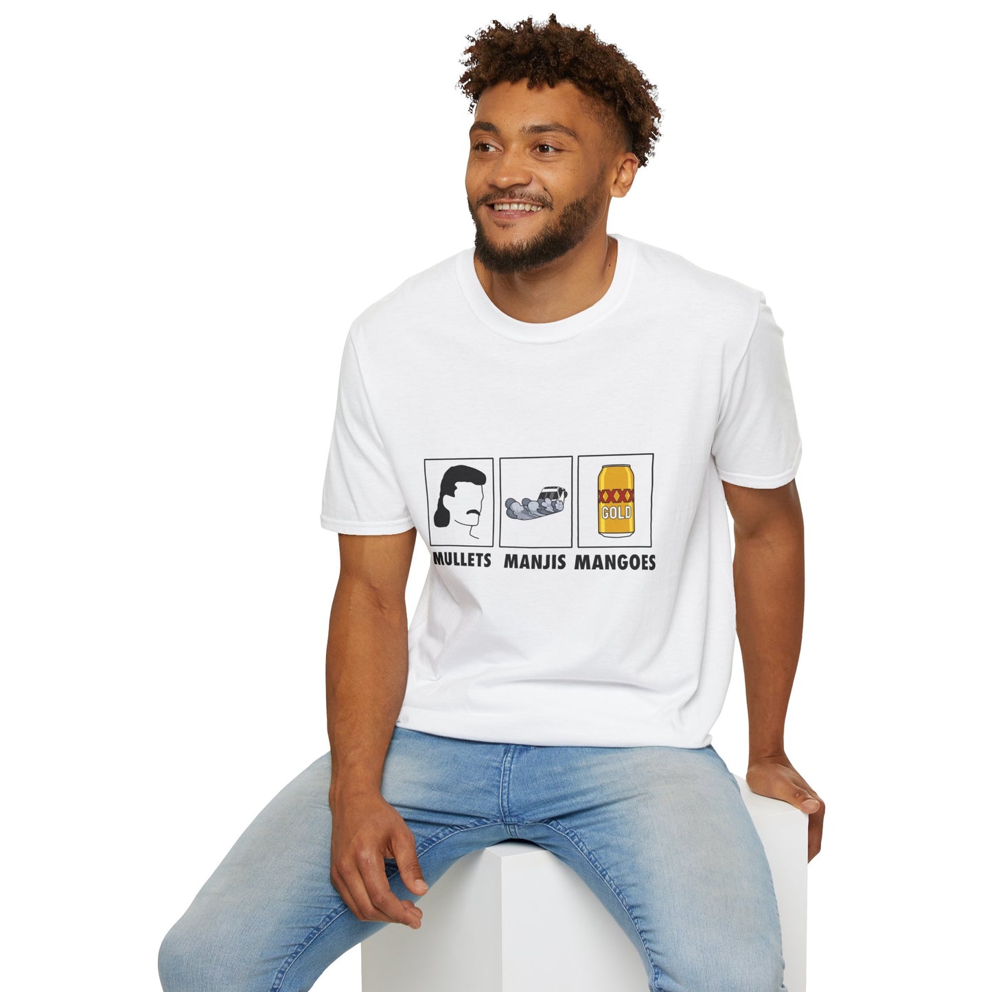 Mullets Manjis Mangoes tee