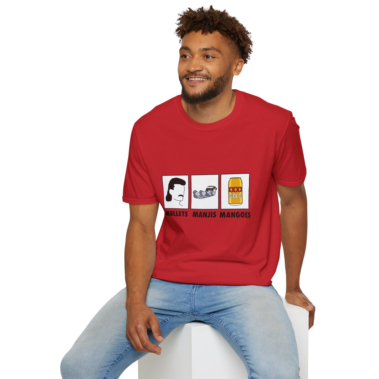 Mullets Manjis Mangoes tee