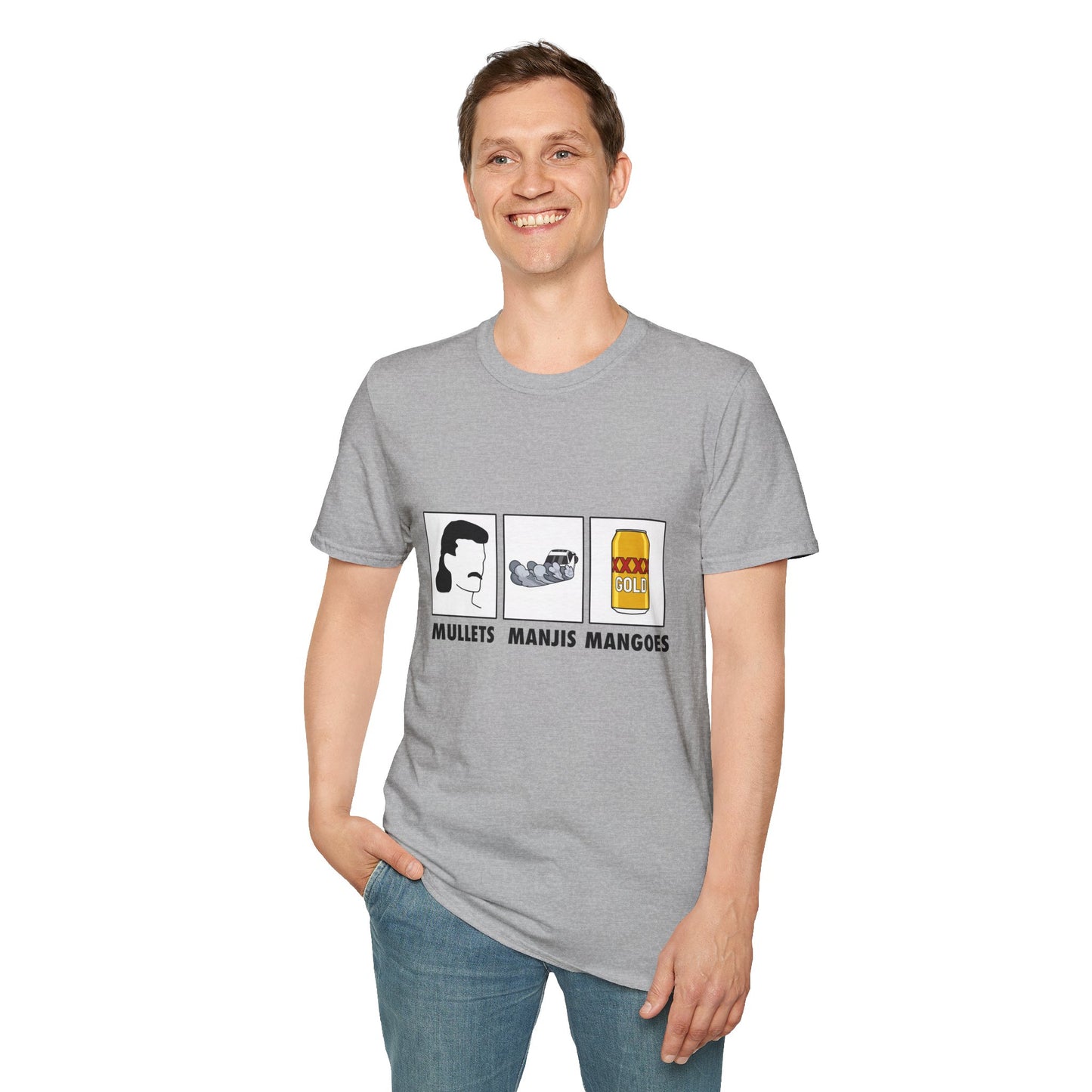 Mullets Manjis Mangoes tee
