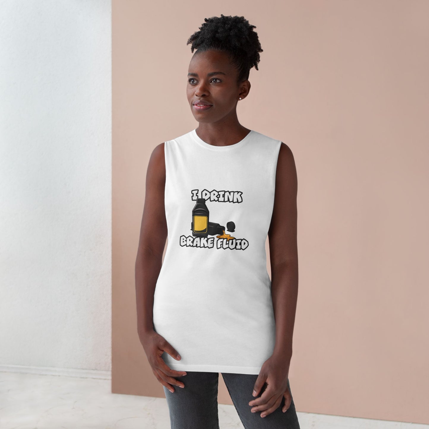 I Drink Brake Fluid Tank Top — Funny Car Mechanic Muscle Tee
